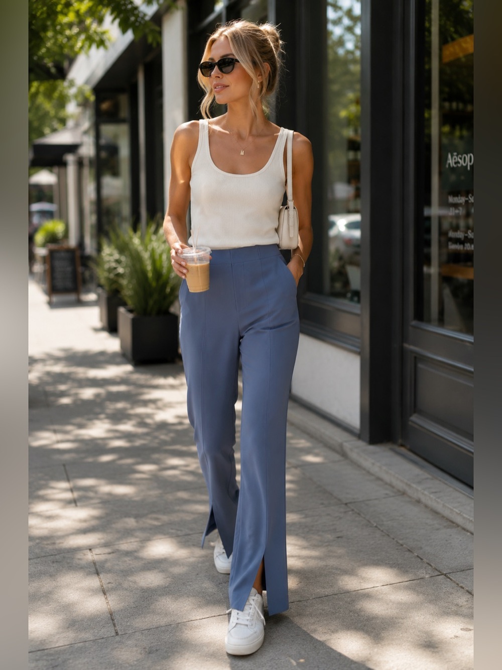 Babaton Atelier Triacetate Front Slit Dress Pants | Periwinkle Blue | Size 8
